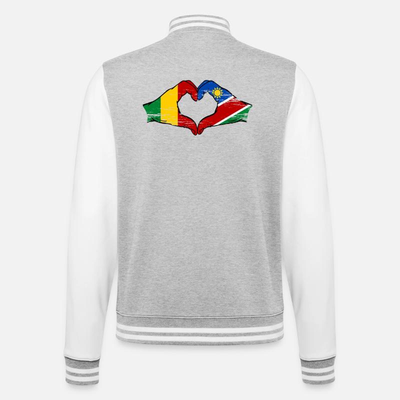 Mali Nairobi drapeau mains cœur utilisé - Veste Teddy - gris chiné / blanc