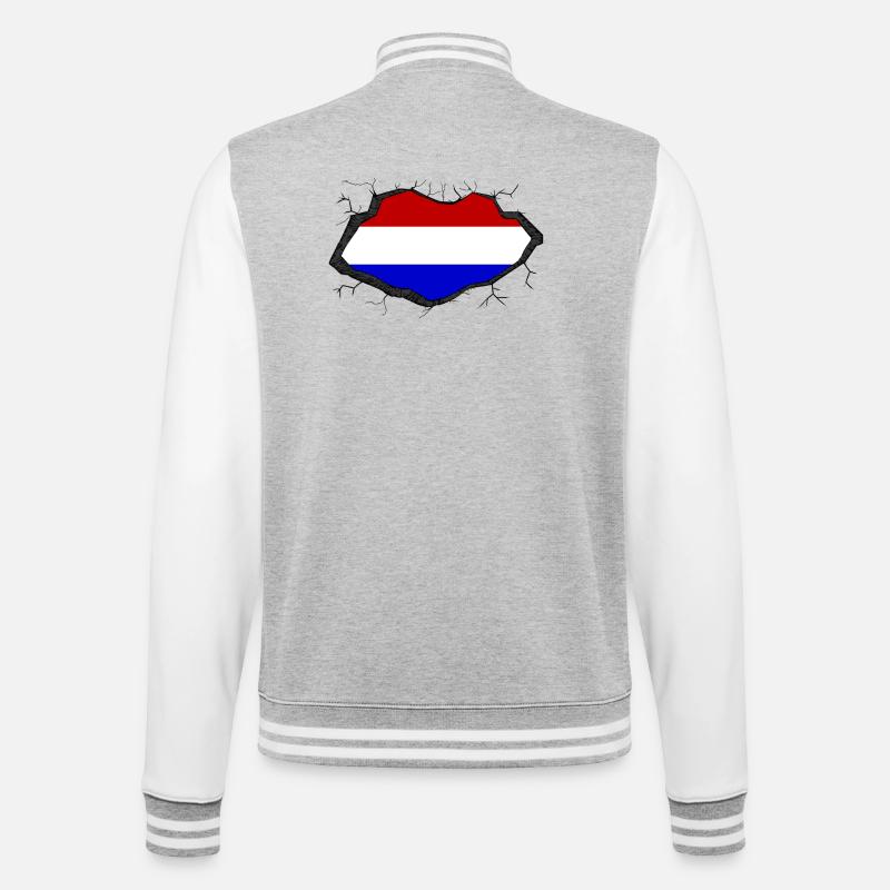 Percée du drapeau hollandais - Veste Teddy - gris chiné / blanc