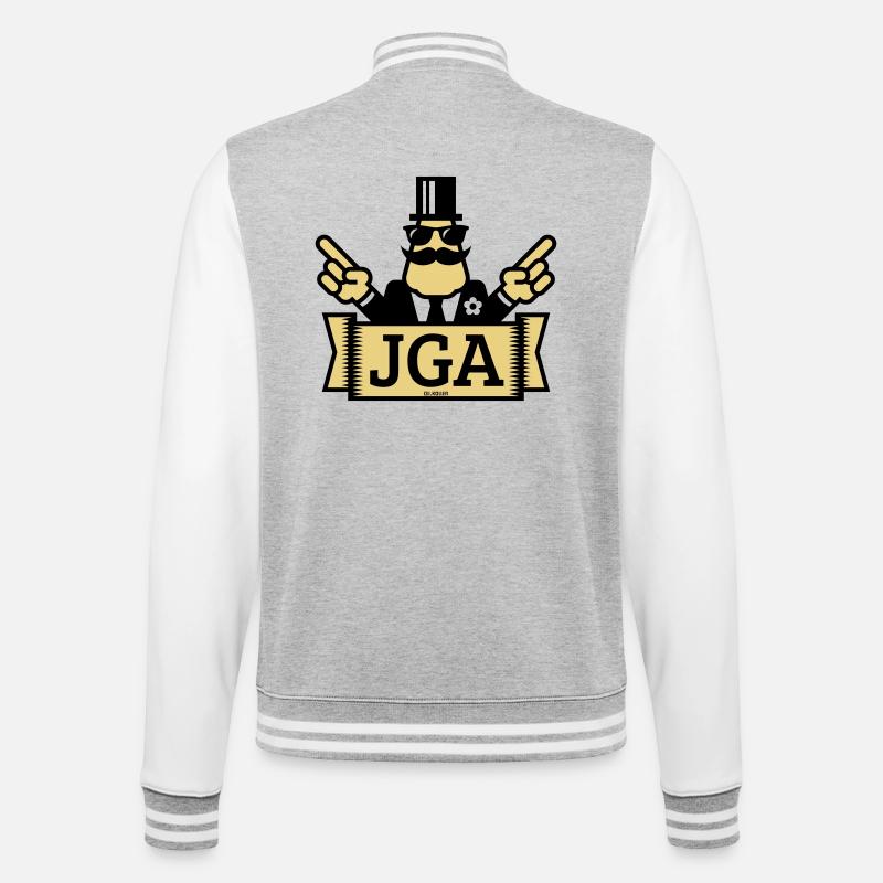 JGA Handzeichen (Junggesellenabschied / 2C) - College-Sweatjacke - Grau meliert/Weiß