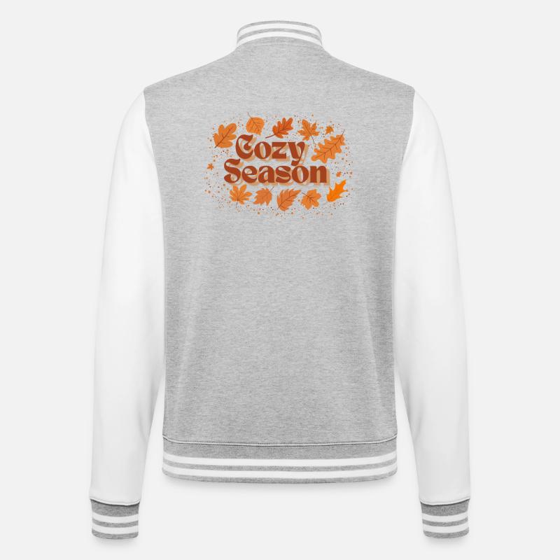 Automne Confortable Saison Motif Design - Veste Teddy - gris chiné / blanc