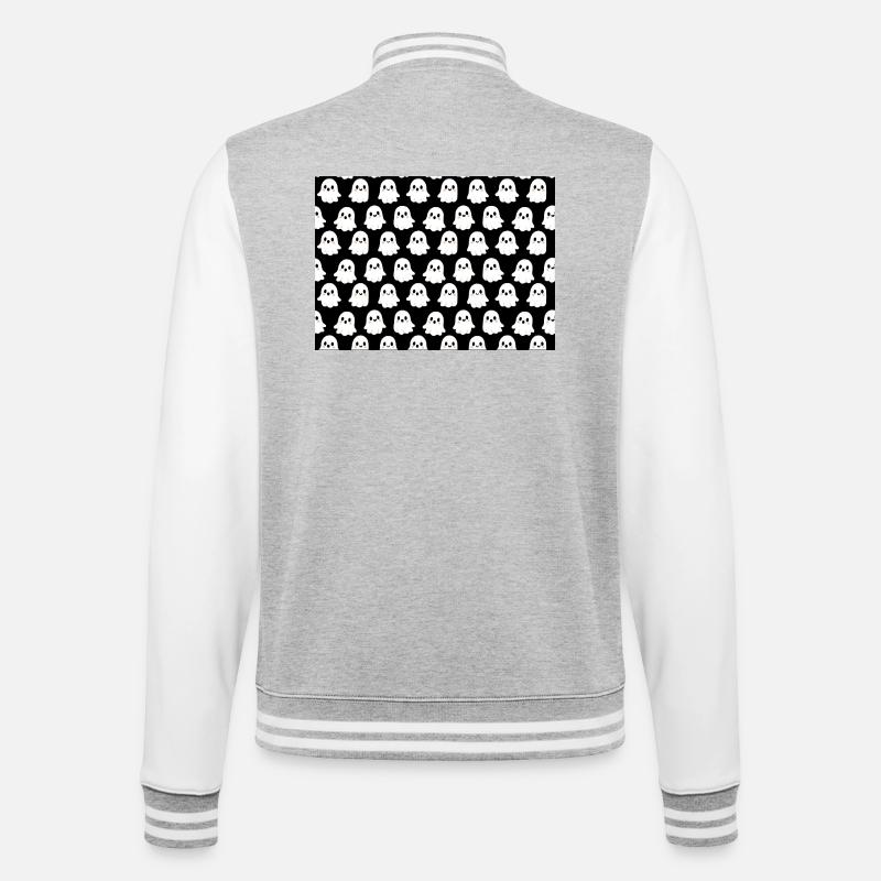 Cute Ghosts Pattern - College Sweat Jacket - heather grey/white