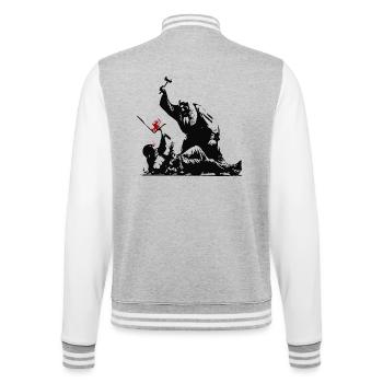 Banksy Street Art contre la censure - Veste Teddy - gris chiné / blanc - Dos - Marisol (170cm)