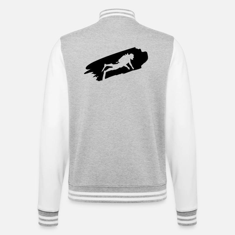 Taucher - Tauchen - Tauch Geschenke - College-Sweatjacke - Grau meliert/Weiß