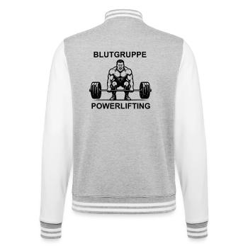 Powerlifting Motivation - College-Sweatjacke - Grau meliert/Weiß - Hinten - Marisol (170cm)