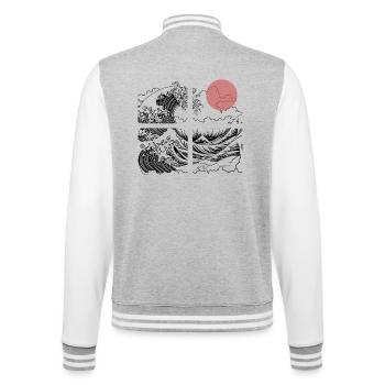 Soleil nocturne sur les vagues sur l’océan - Veste Teddy - gris chiné / blanc - Dos - Marisol (170cm)