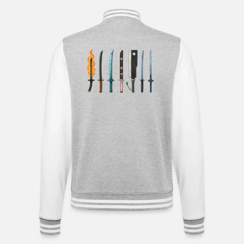 Conception de la collection d’épées d’anime - Veste Teddy - gris chiné / blanc