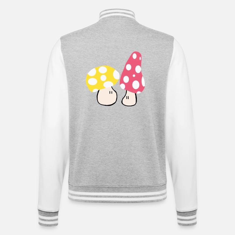 Herbstliche Pilze - College-Sweatjacke - Grau meliert/Weiß