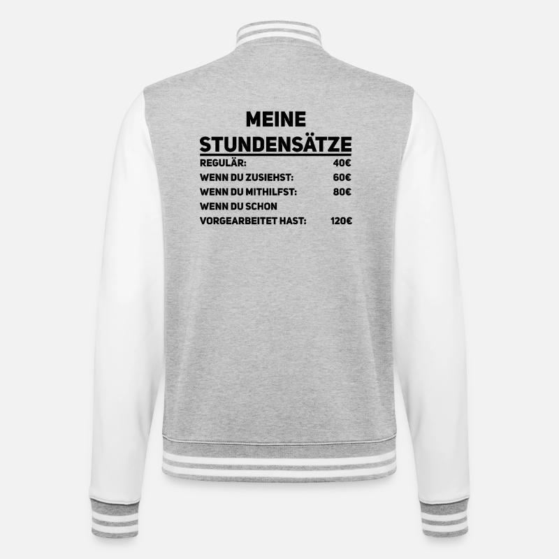 Handwerker Stundensätze - College-Sweatjacke - Grau meliert/Weiß