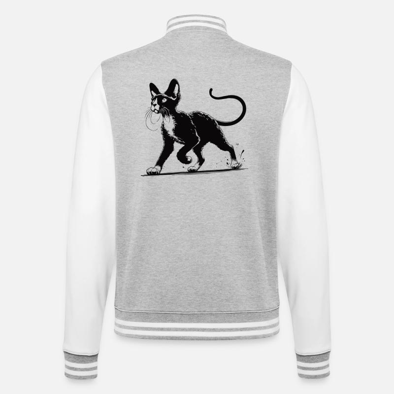 Devon Rex Design – Charmant et unique - Veste Teddy - gris chiné / blanc