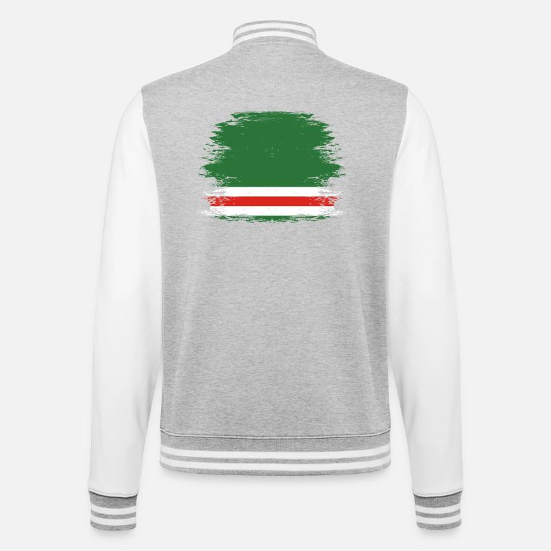 Drapeau de la Tchétchénie utilisé - Veste Teddy - gris chiné / blanc