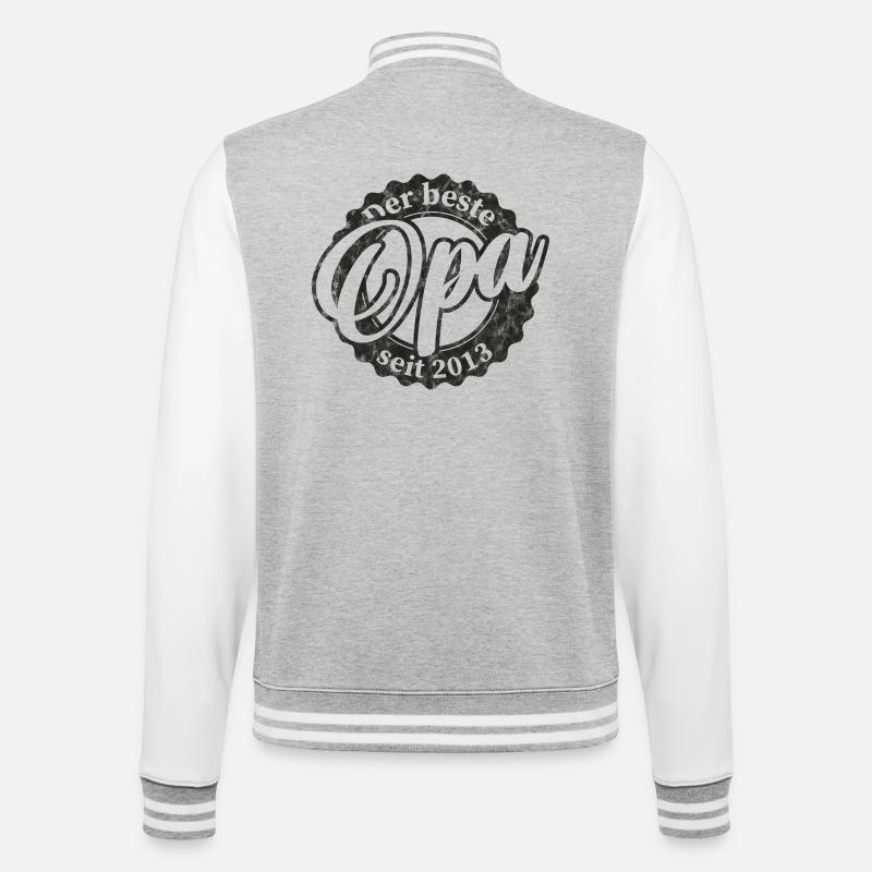 Der Beste Opa seit 2013 - College-Sweatjacke - Grau meliert/Weiß
