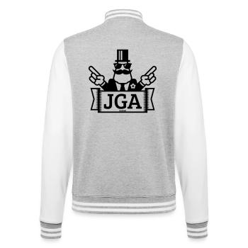 JGA Handzeichen (Junggesellenabschied / 1C) - College-Sweatjacke - Grau meliert/Weiß - Hinten - Marisol (170cm)