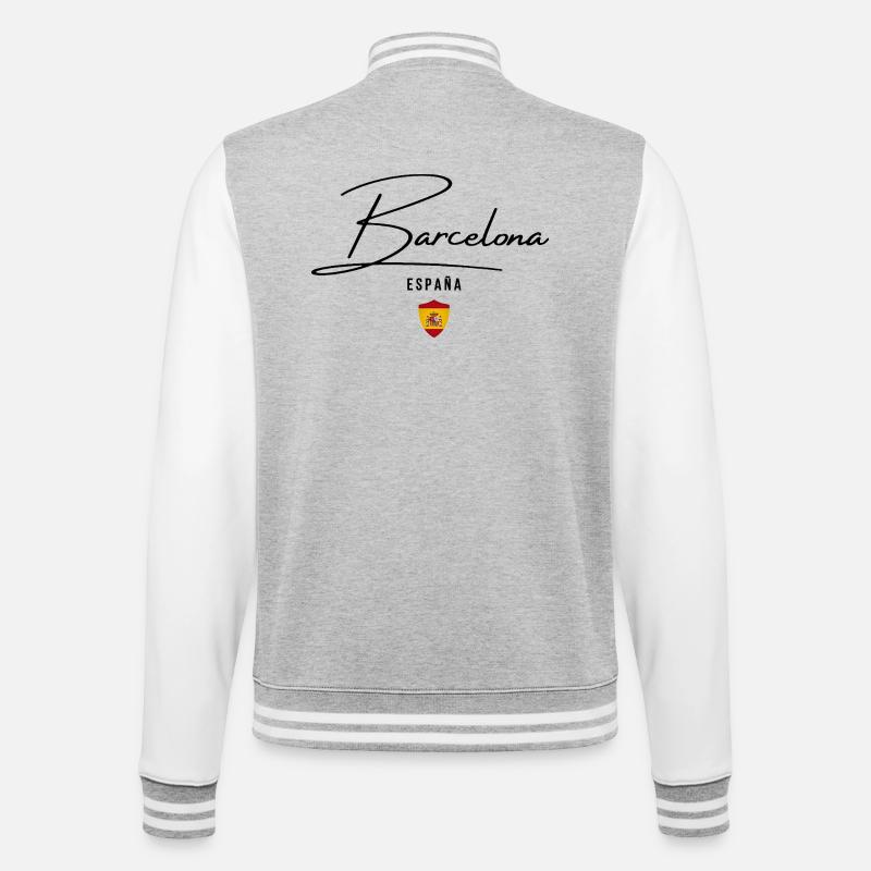 Design élégant Barcelone, j’adore Barcelone - Veste Teddy - gris chiné / blanc