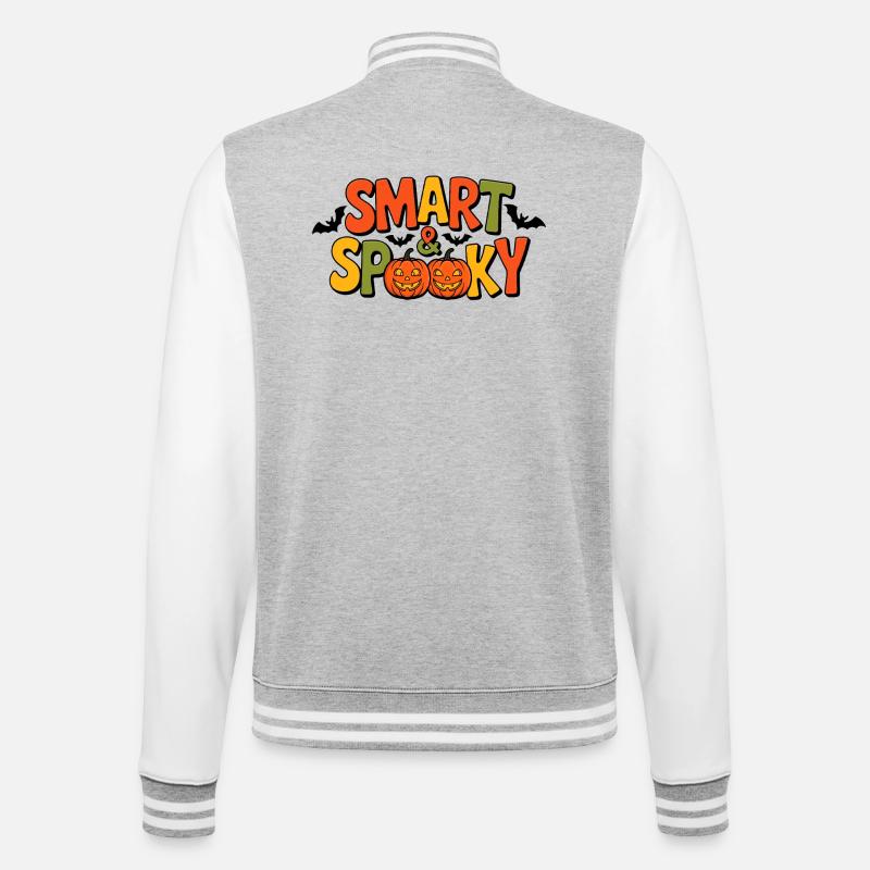 Smart & Spooky Halloween Design - College-Sweatjacke - Grau meliert/Weiß