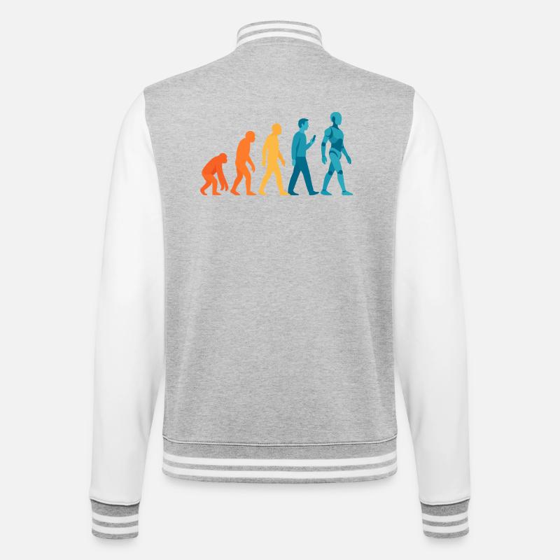 Evolution to Robot Outline - College Sweat Jacket - heather grey/white