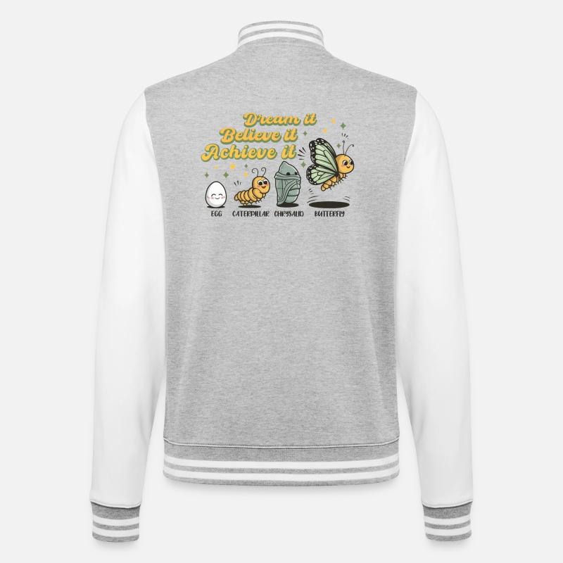 Chenille Papillon Ecole Evolution Cadeau - Veste Teddy - gris chiné / blanc