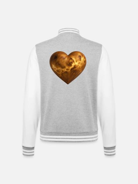 VENUS LOVER – Frieden & Liebe - College-Sweatjacke - Grau meliert/Weiß