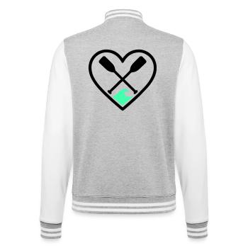 Canoe Kayak Heart Paddles Wave Sport Nature - College Sweat Jacket - heather grey/white - Back - Marisol (170cm)