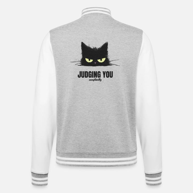Die Urteilskatze - College-Sweatjacke - Grau meliert/Weiß