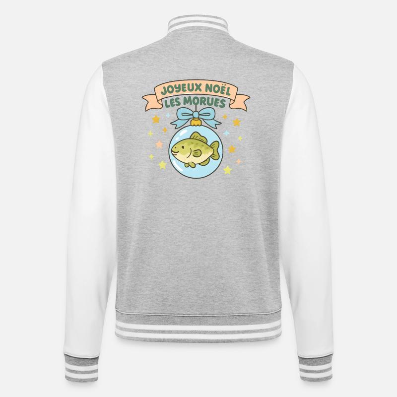 Noël Morues dans Boule Poisson - Veste Teddy - gris chiné / blanc