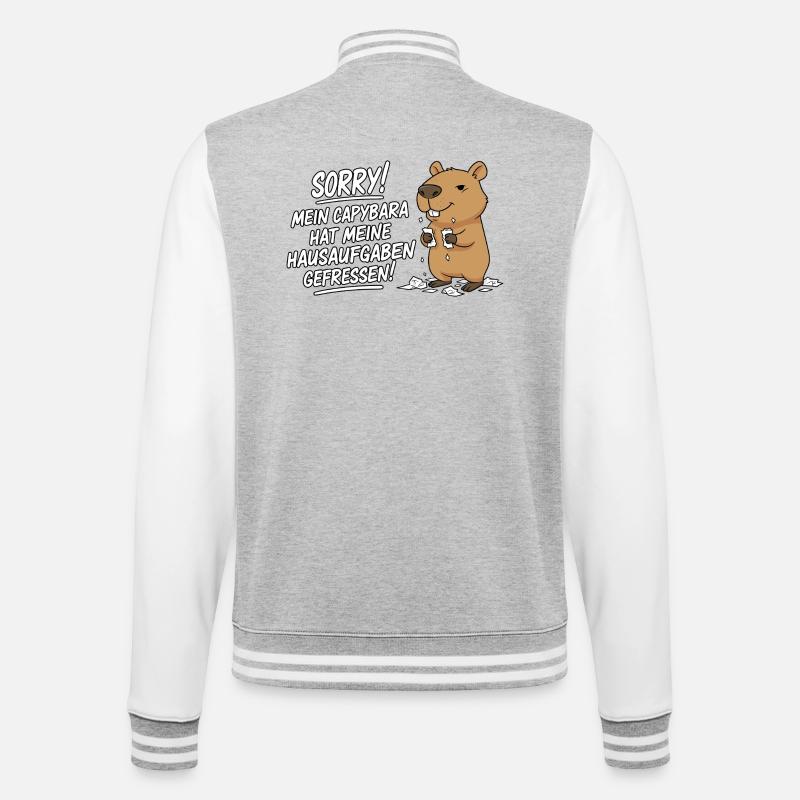 Pardon! Capybara a mangé mes devoirs - Veste Teddy - gris chiné / blanc