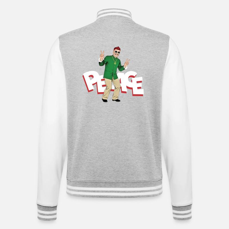 PEACE MAN – nette Leute - College-Sweatjacke - Grau meliert/Weiß