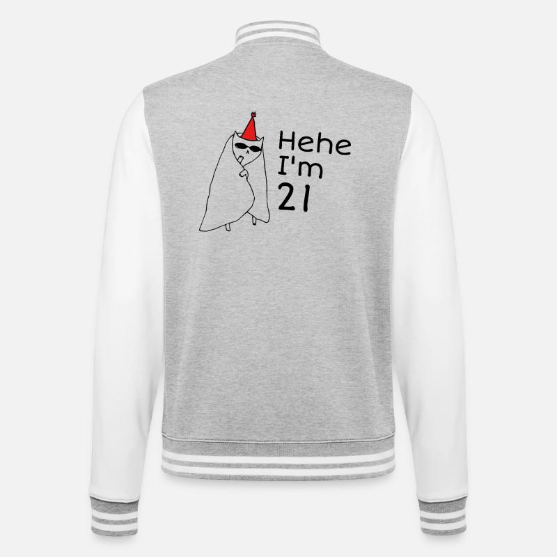 21 ans anniversaire - Cadeau 21e anniversaire - Veste Teddy - gris chiné / blanc