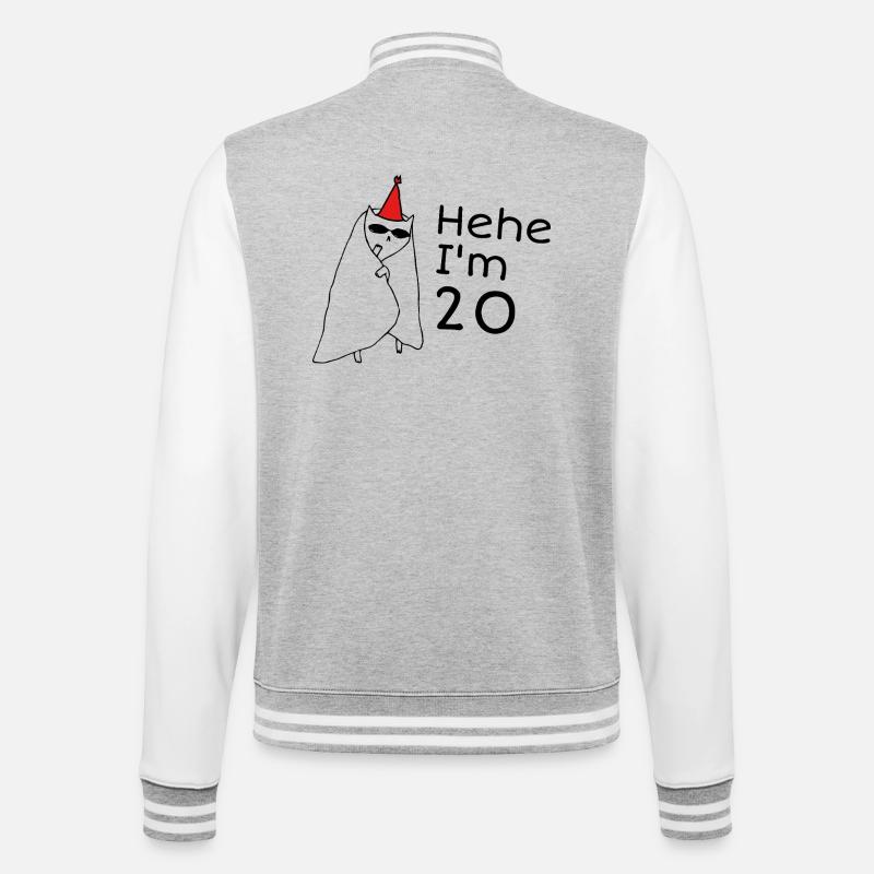 20 ans anniversaire - Cadeau 20e anniversaire - Veste Teddy - gris chiné / blanc