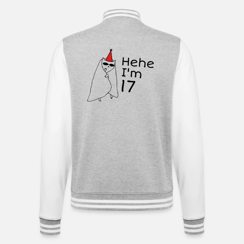 17 ans anniversaire - Cadeau 17e anniversaire - Veste Teddy - gris chiné / blanc