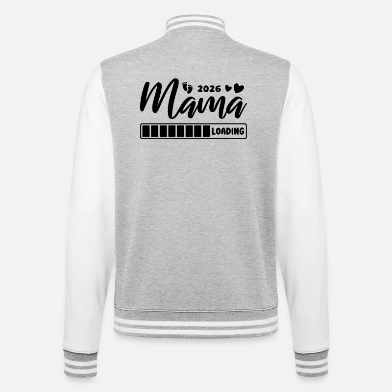 Mama 2026 loading - Schwangerschaft - Geschenk - College-Sweatjacke - Grau meliert/Weiß