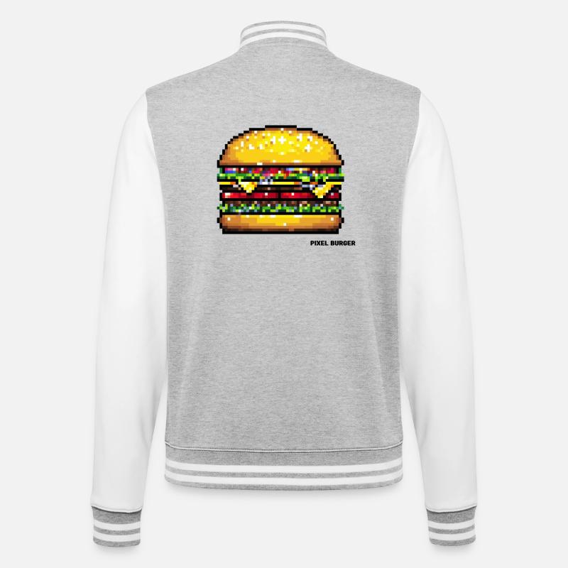 Pixel Hamburger - Veste Teddy - gris chiné / blanc