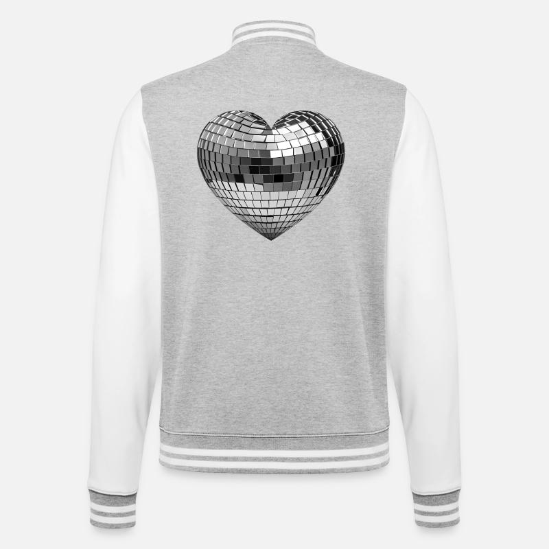 DISCOKUGEL LIEBE #1 – Frieden & Liebe - College-Sweatjacke - Grau meliert/Weiß