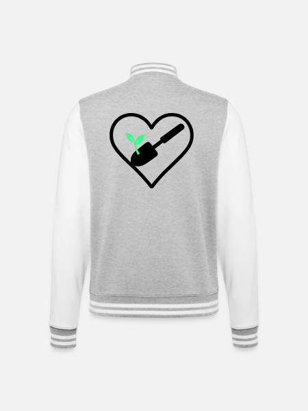 Gardening Heart – Green Passion - College Sweat Jacket - heather grey/white