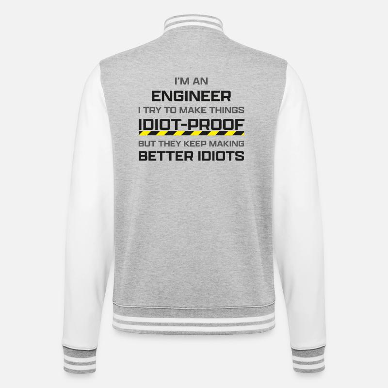 Engineer: making thinks idiot-proof - College Sweat Jacket - heather grey/white