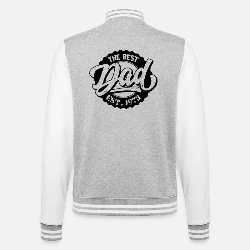 The Best Dad EST 1973 - College Sweat Jacket - heather grey/white