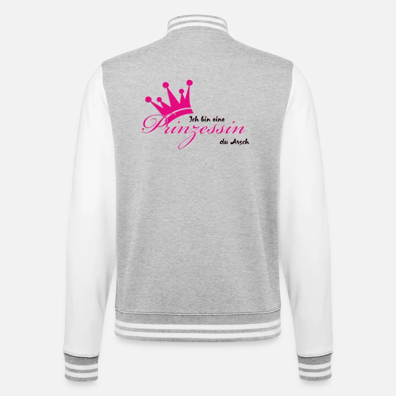 ich bin eine Prinzessin  - College-Sweatjacke - Grau meliert/Weiß