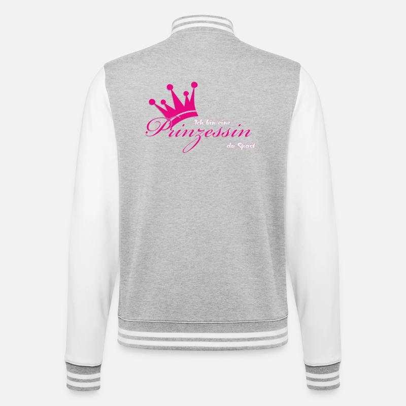Ich bin eine Prinzessin - College-Sweatjacke - Grau meliert/Weiß