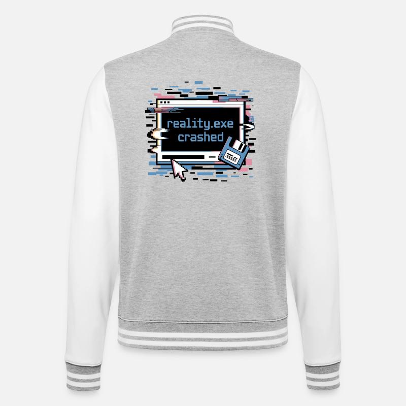 Reality.exe Crashed Retro Pixel Design - College Sweat Jacket - heather grey/white