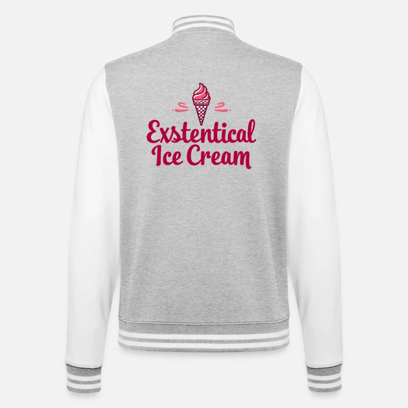 Existenzielle Eiscreme Lustiger Spruch Eis Waffel - College-Sweatjacke - Grau meliert/Weiß
