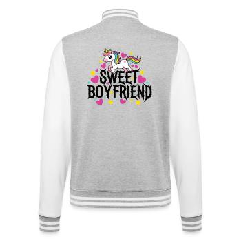 Boyfriend Unicorn Valentines Couple - College Sweat Jacket - heather grey/white - Back - Marisol (170cm)