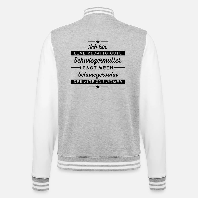 Ich bin eine gute Schwiegermutter  - College-Sweatjacke - Grau meliert/Weiß