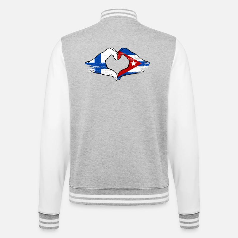 Finlande Drapeau Cuba Mains Cœur - Veste Teddy - gris chiné / blanc