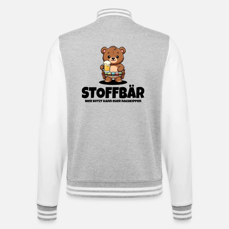 Stuffed Bear - Teddy Bear Motif - College Sweat Jacket - heather grey/white