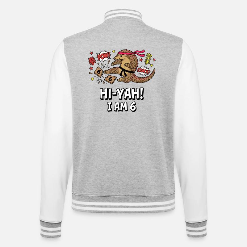 Hi-Yah I Am 6 Karate Pangolin - College-Sweatjacke - Grau meliert/Weiß