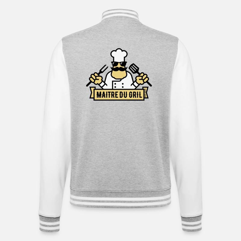Grill Master (Grill / BBQ / BBQ / 3C) - College Sweat Jacket - heather grey/white