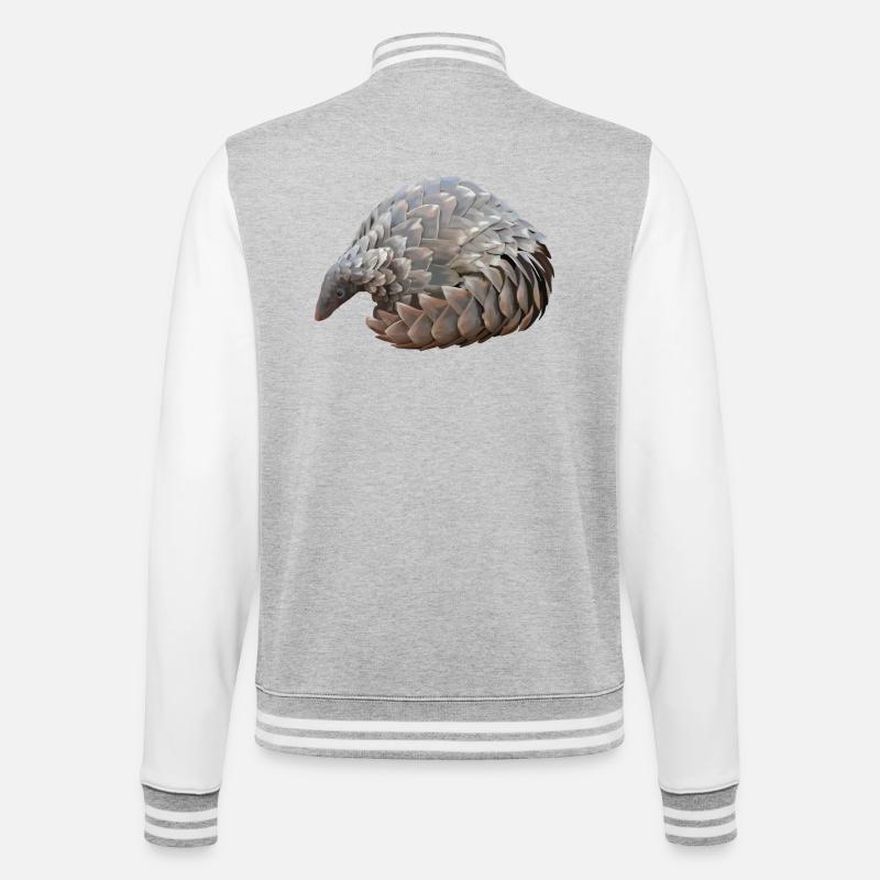 Handgezeichnete Pangolin - College-Sweatjacke - Grau meliert/Weiß