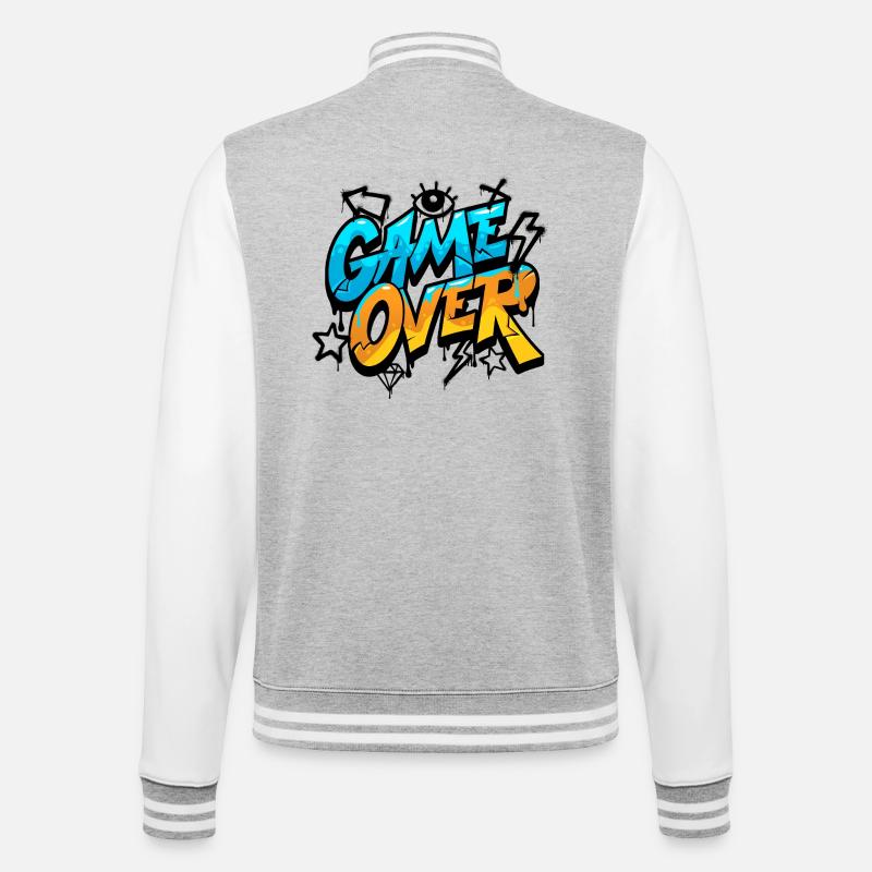 Game Over Graffiti Neon Gradient - Veste Teddy - gris chiné / blanc