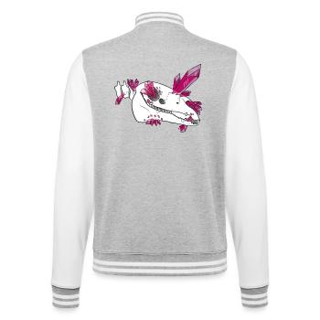 Kristallschädel - Pferd (von Leni Riosa) - College-Sweatjacke - Grau meliert/Weiß - Hinten - Marisol (170cm)