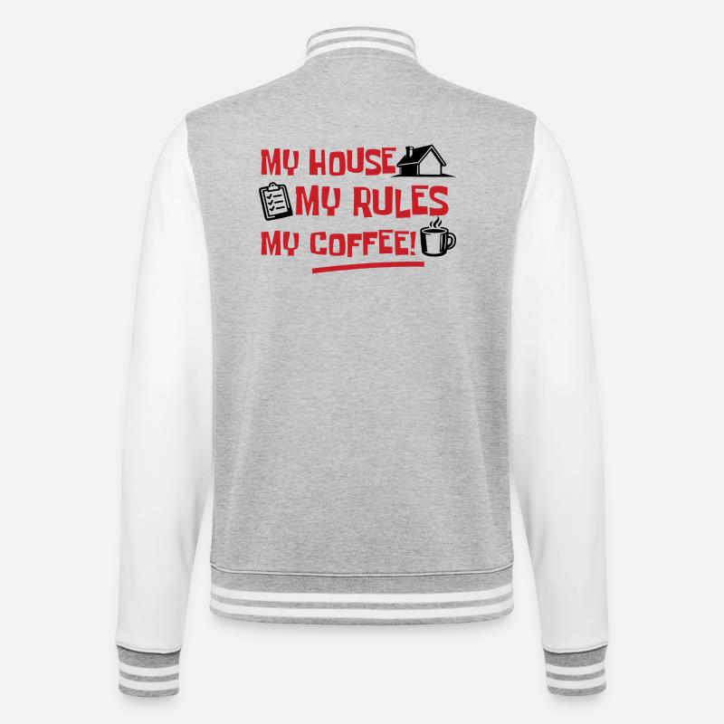 Ma maison, mes règles, mon café - Veste Teddy - gris chiné / blanc