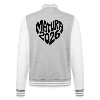 Matura 2026 Herz Form - College-Sweatjacke - Grau meliert/Weiß - Hinten - Marisol (170cm)
